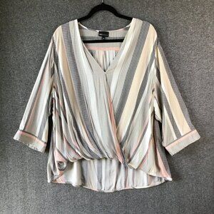 JNY Jones New York Striped Blouse Shirt Tunic Top Sz 2X